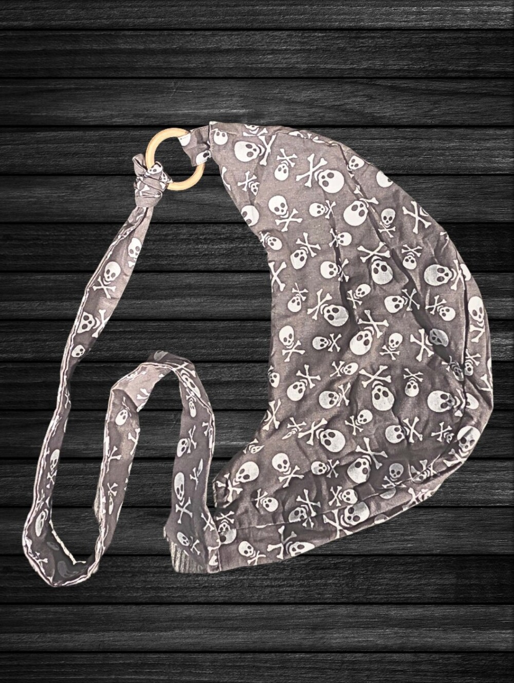 Skull Print Crossbody Sling Bag in Gray and White